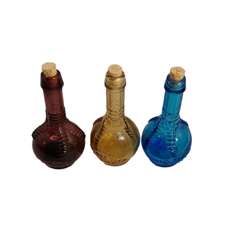 VINTAGE WHEATON TRIO BALL &‎ CLAW BITTER GLASS BOTTLE FLASK WITH CORK